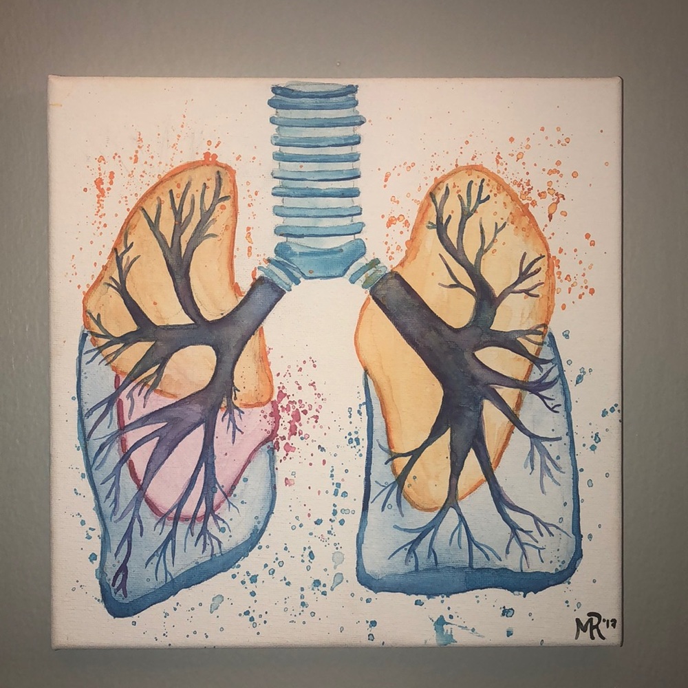 Anatomical Lungs Watercolor